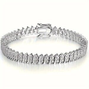 2ct Oval Diamond Womens 14K White Gold Tennis Bracelet 14 Karat Silver Jewelry
